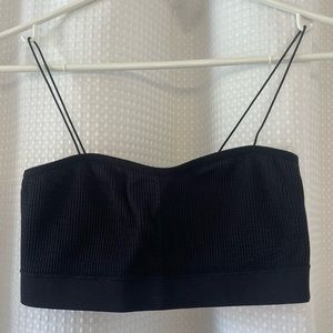 Garage XS / S Black Ribbed Crop Spaghetti Strap Tank Top Bandeau Top